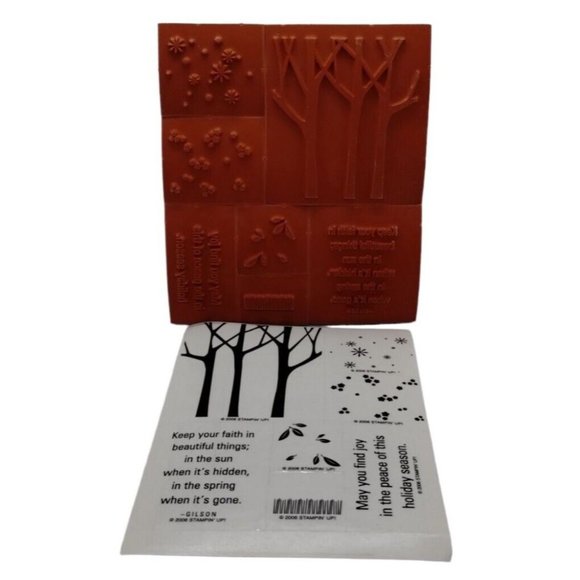 Stampin Up Trees Three 7 Piece Rubber Stamp Kit Unmounted 2006 Two Step Stamp - Picture 2 of 3